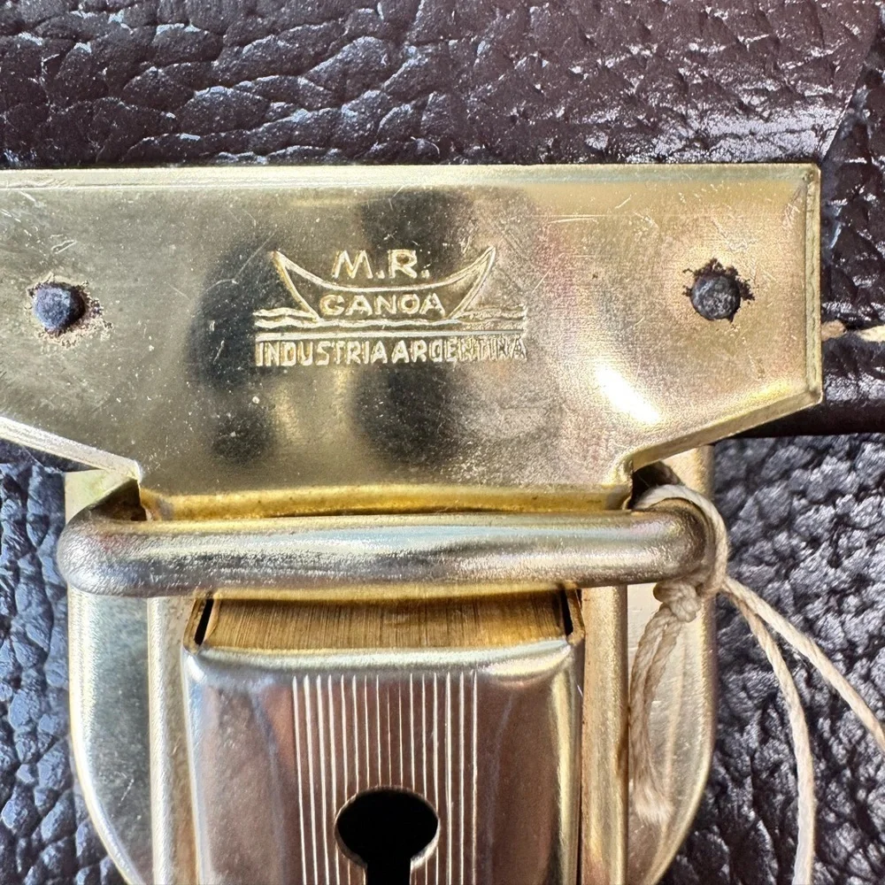 Vintage .Brown Leather Bag with Gold Lock